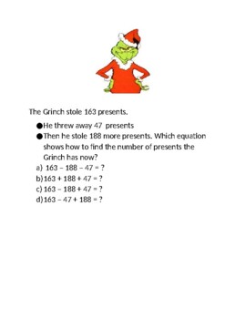 Preview of Grinch Christmas word problems