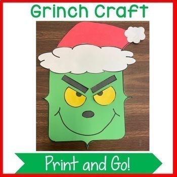 Preview of Grinch Craft - Just Print and Go! - Christmas Craft