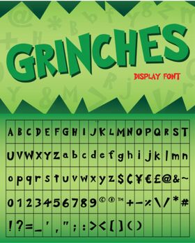 Preview of Grinches Fonts | A Whimsical Display Font for Cheerful Designs
