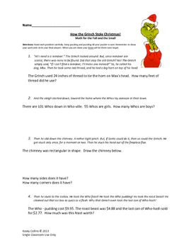 Grinchy Math by Kasey Ledford | TPT