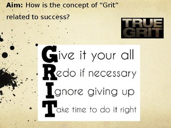 Preview of Character Traits Presentation Lesson-Using "grit" or "perseverance"