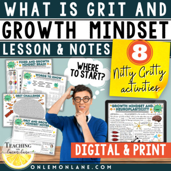 Preview of Grit and Growth Mindset Introduction Notes and Activities