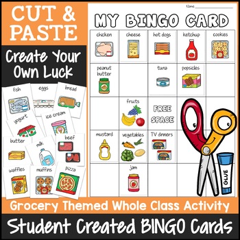 Preview of Grocery Bingo Game | Cut and Paste Activities Bingo Template