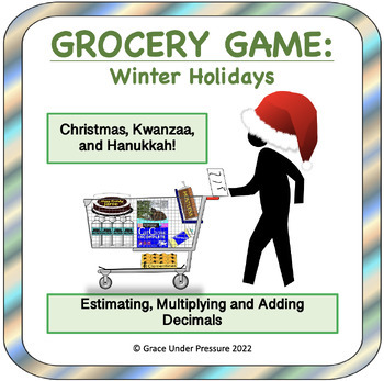 Preview of Decimal Operations and Mental Math Grocery Game Winter Edition: Christmas Kwanza