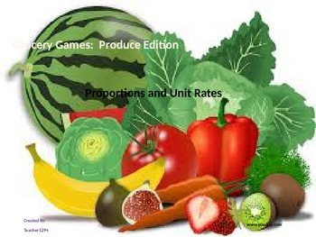 Preview of Grocery Games:  Produce Edition - Proportions and Unit Rates Task Cards