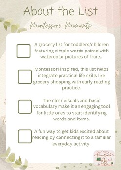 Preview of Grocery List (Montessori Moments)