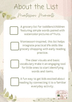 Grocery List (Montessori Moments) by MontessoriMoments | TPT