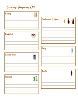 Preview of Grocery List (Organized Alphabetically by Section with Pictures and Lines)