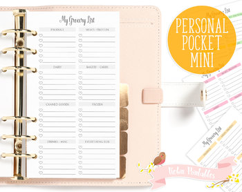 Shopping List Inserts for Personal Size Planners 