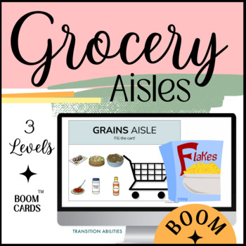 Preview of Grocery Shopping Aisles | SPED Life Skills  BOOM CARDS