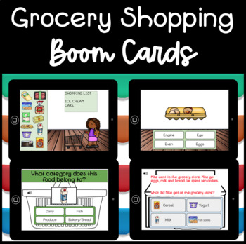 Preview of Distance Learning Grocery Shopping Boom Cards Bundle