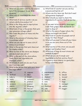 Grocery Shopping Crossword Puzzle Worksheet | TPT