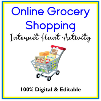 Preview of Grocery Shopping Internet Hunt Editable Grocery Shopping Activity