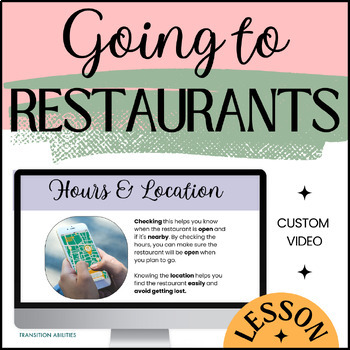 Preview of Eating out at Restaurants | LESSON and VIDEO | Special Ed Life Skills CBI