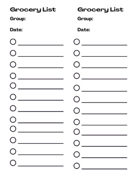 Preview of Grocery Shopping List Printable