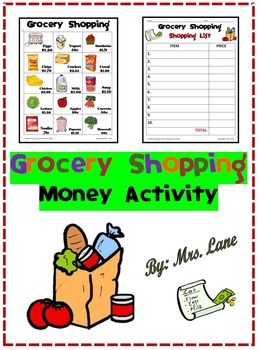 money shopping grocery activity activities skills teaching worksheet math games lessons game teachersnotebook grow foods practice teacher basic mrs maths