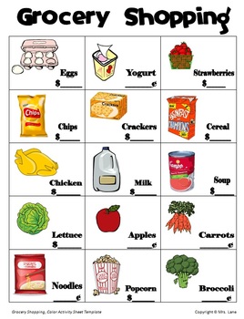 grocery shopping money activity by mrs lane teachers pay teachers