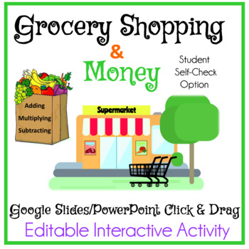 Preview of Grocery Shopping & Money Interactive Digital Google Slides-PowerPoint