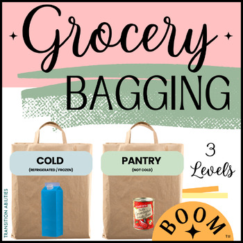 Preview of Grocery Shopping Self-Checkout BAGGING | Life Skills Activity | BOOM CARDS