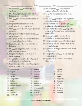 Grocery Shopping Spanish Crossword Puzzle by English and Spanish