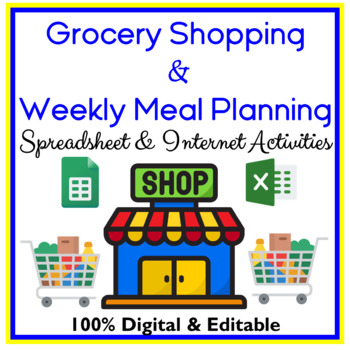 Preview of Grocery Shopping & Meal Planning Spreadsheet Activities Google Sheets Excel