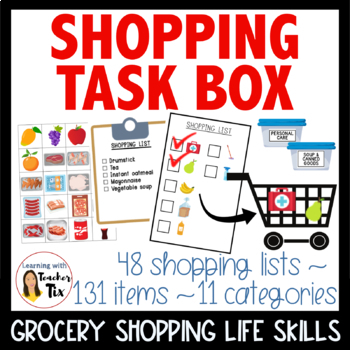 Preview of Grocery Shopping Task Box for Special education Life skills class