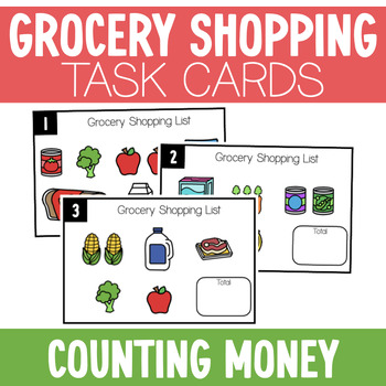 Preview of Grocery Shopping Task Cards for 1st, 2nd Grade, Money Center Activity