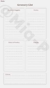 Preview of Grocery Shopping Template