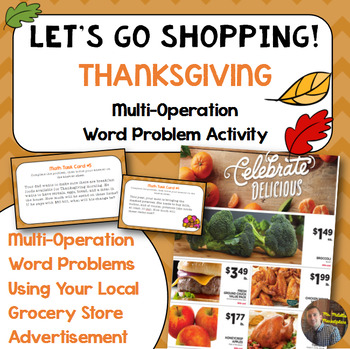 Preview of Thanksgiving Math -Shopping for Thanksgiving Dinner: Multi-Step 3rd-5th Activity