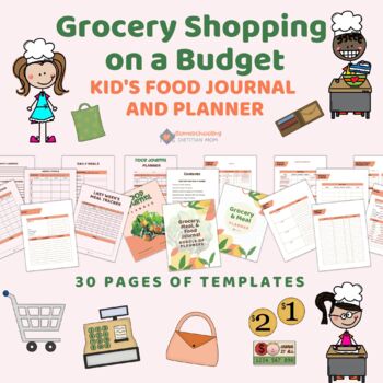 Preview of Grocery Shopping on a Budget - Grocery Meal Planner and Food Journal