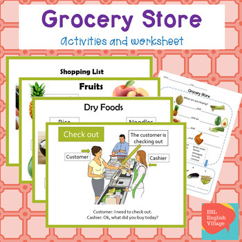 grocery store supermarket esl food vocab dialogue powerpoint and