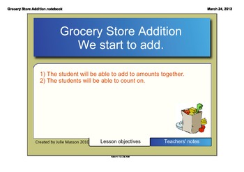 Preview of SMARTboard Grocery Store Addition: A Healthy Foods Math Activity