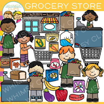 Preview of Grocery Store Kids Supermarket Shopping Clip Art