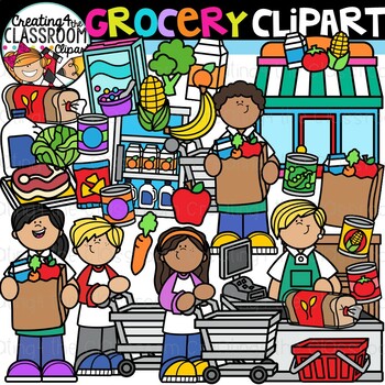 Preview of Grocery Store Clipart {Community Helpers Clipart}