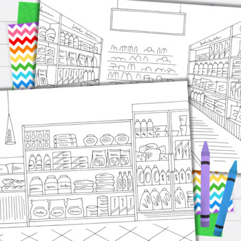 Grocery Store  Vegetable Market Coloring Page - A Storybook Day