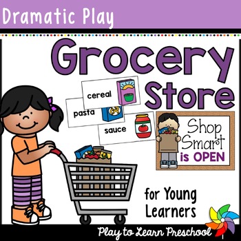 Preview of Grocery Store Dramatic Play Food Pretend Play Printables for Preschool PreK