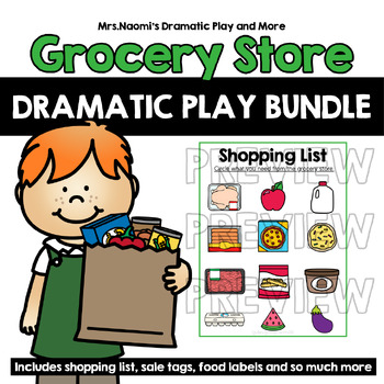 Preview of Grocery Store Dramatic Play, PreK, Kindergarten, Balanced Literacy, Easy-to-use