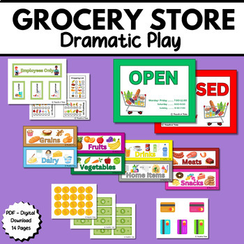 Preview of Grocery Store Dramatic Play Visuals Set | Supermarket Pretend Play Printables