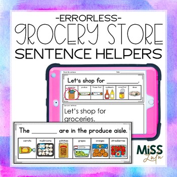 Preview of Grocery Store Errorless Sentence Helpers + Digital Slides