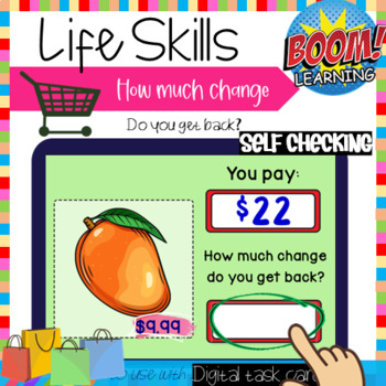 Preview of Grocery Store Life Skills - Virtual Money Purchase - Do You Get Back? Boom Card