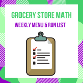 Grocery Store Math - Weekly Menu & Grocery Run List