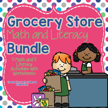 Preview of Grocery Store Math & Literacy Pack