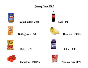 grocery math worksheets teachers pay teachers