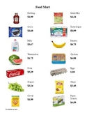 Grocery Store Menu Math- total cost and calculate change