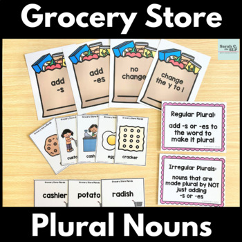 Preview of Grocery Store Regular and Irregular Plural Nouns with Food