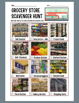 Preview of Grocery Store Scavenger Hunt