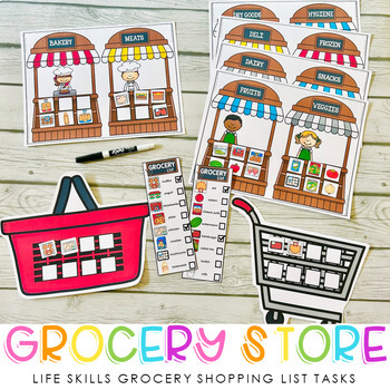 Preview of Grocery Store Shopping List Activities for Life Skills and Special Education