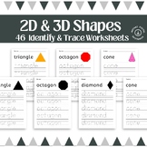 Shapes Worksheets: 2D Shapes, 3D Shapes, Kindergarten, Spe