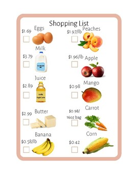 Preview of Grocery store play setup; CHECKLIST - English & Spanish