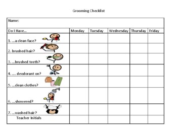Preview of Grooming Checklist